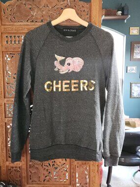 Bow & Drape Pink Sequin Martini Elephant - "Cheers!"